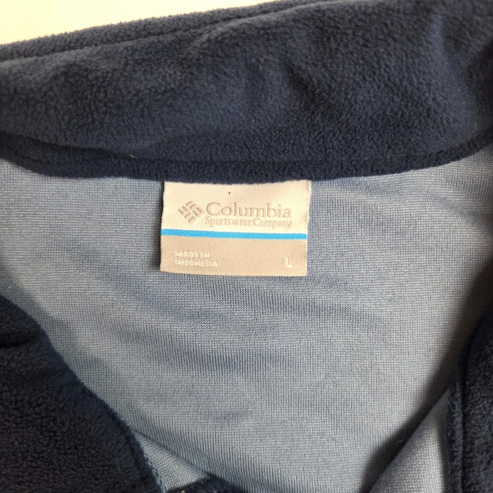 Columbia Fleece Quarter Zip Pullover AM6558 Mens L Blue Two Tone - Picture 2 of 8
